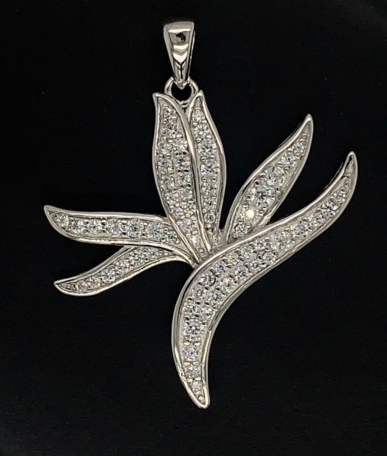 Cubic Zirconia & Sterling Silver Bird of Paradise Pendant