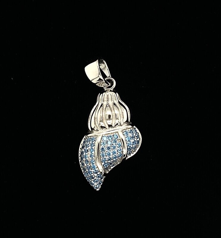 Blue Cubic Zirconia Shell Pendant