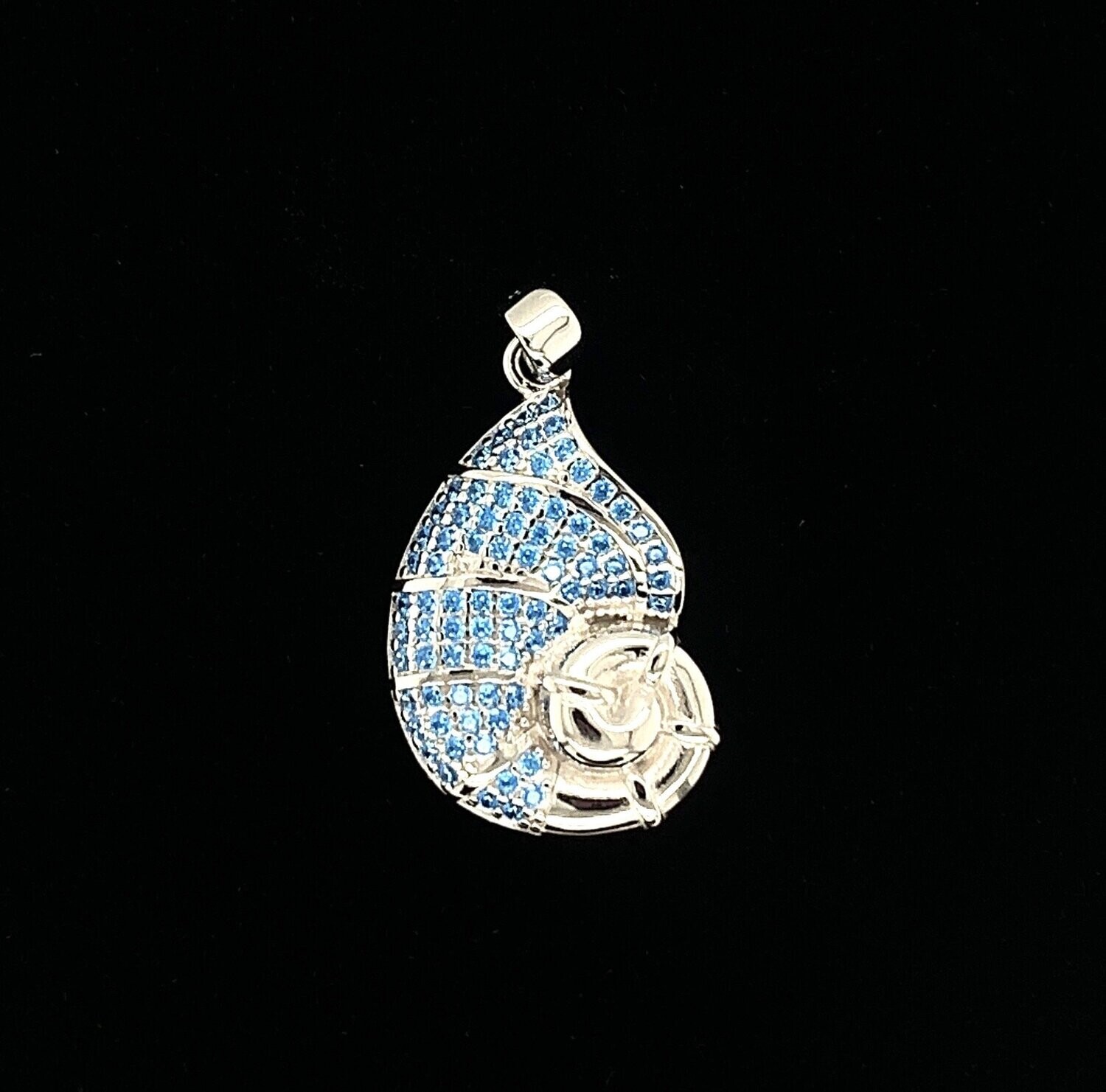 Blue Cubic Zirconia Shell Pendant