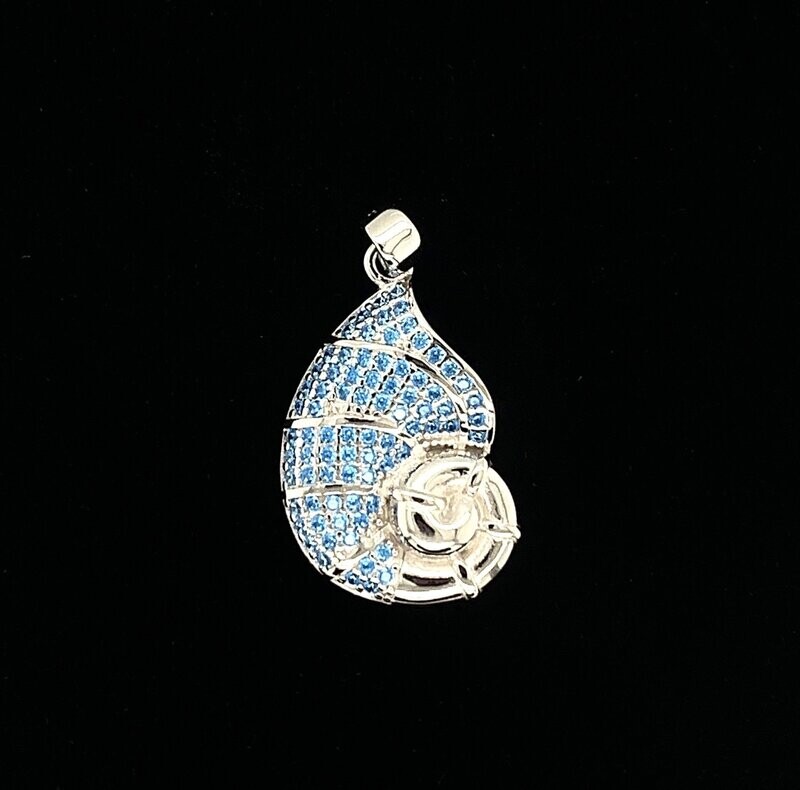 Blue Cubic Zirconia Shell Pendant