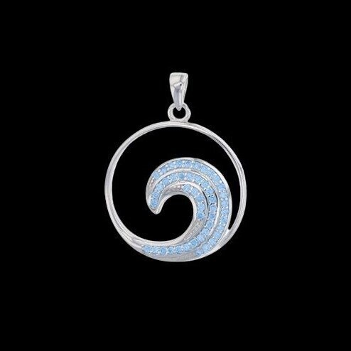 Blue Cubic Zirconia Wave Pendant