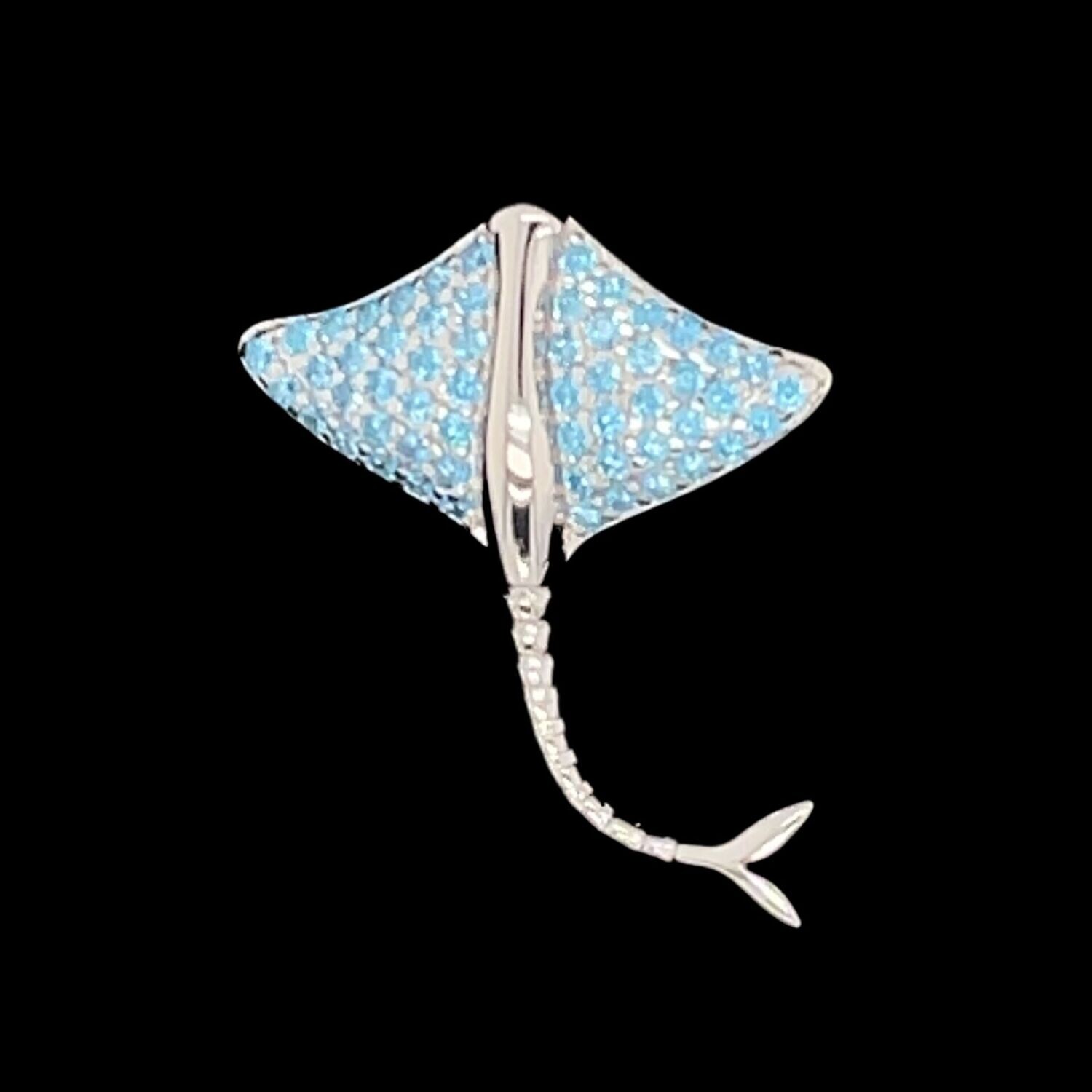 Blue Cubic Zirconia Manta Ray Pendant
