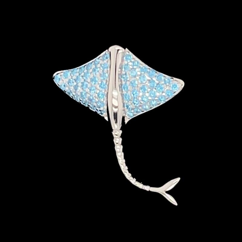 Blue Cubic Zirconia Manta Ray Pendant