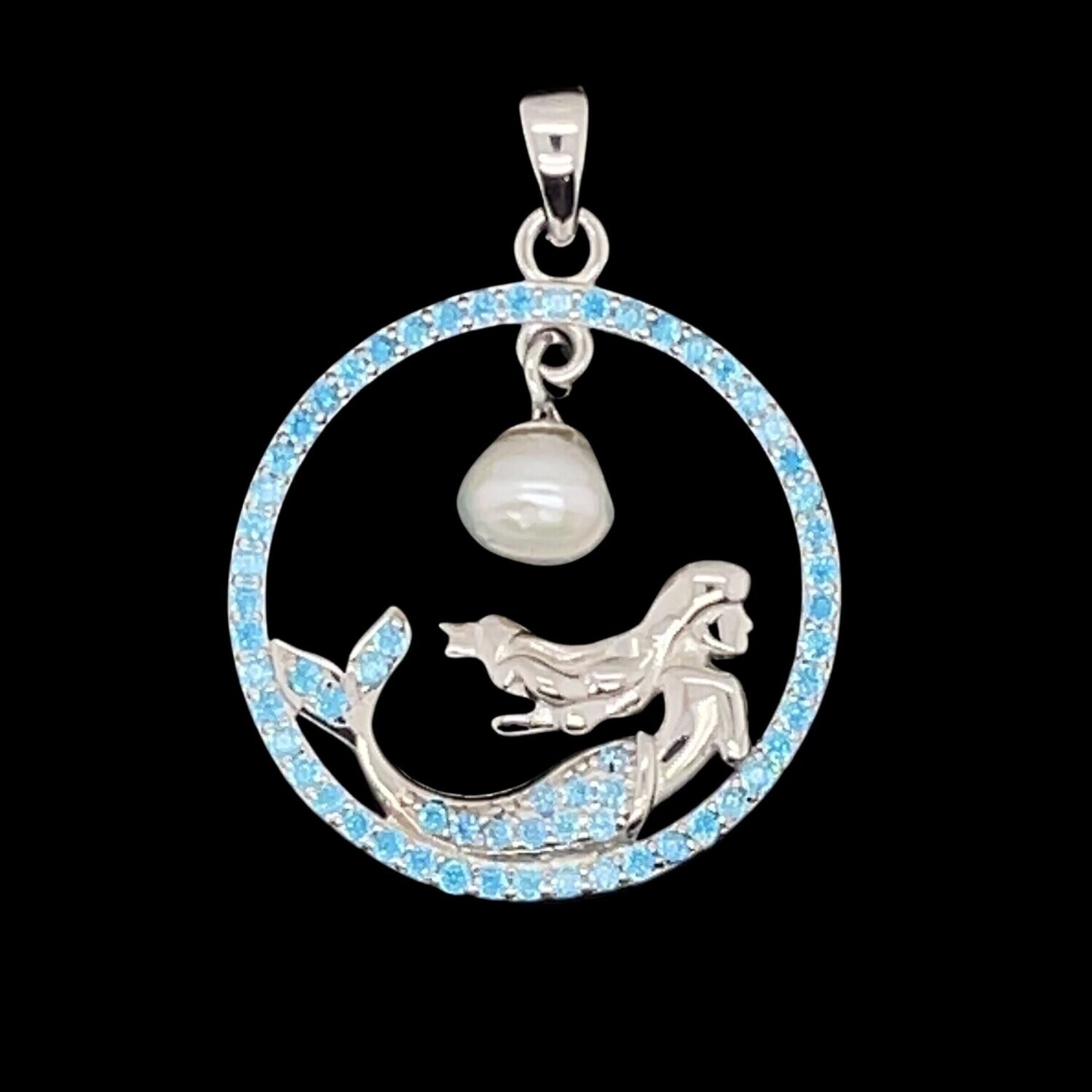 Blue Cubic Zirconia Mermaid Pendant