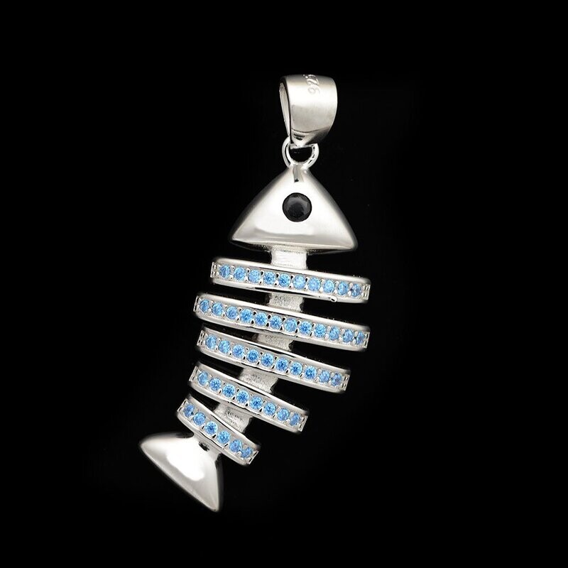 Blue Topaz Bonefish Pendant