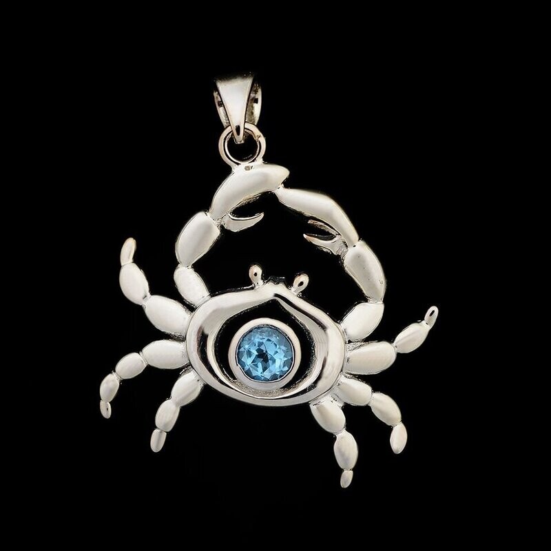 Blue Topaz Crab Pendant