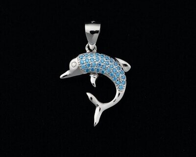 Blue Topaz Dolphin Pendant