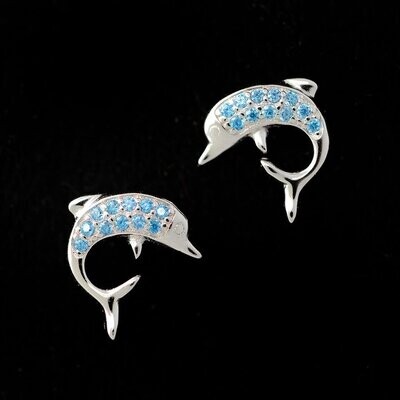 Blue Topaz Dolphin Earrings
