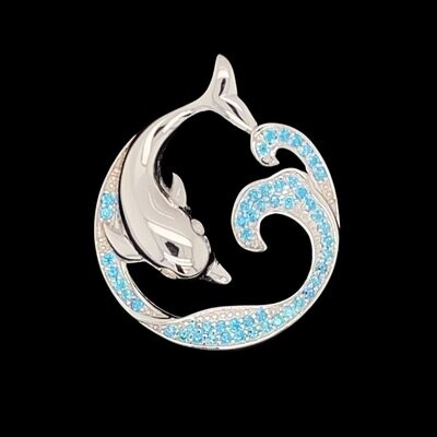 Blue Topaz Dolphin Pendant