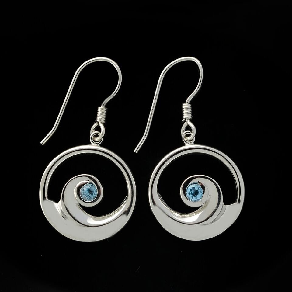 Blue Topaz Wave Earrings