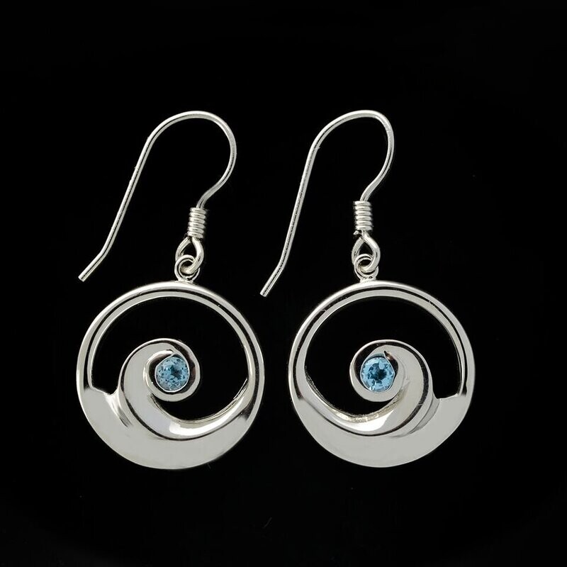 Blue Topaz Wave Earrings