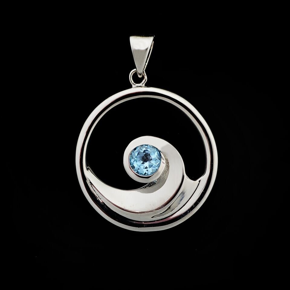 Blue Topaz Wave Pendant