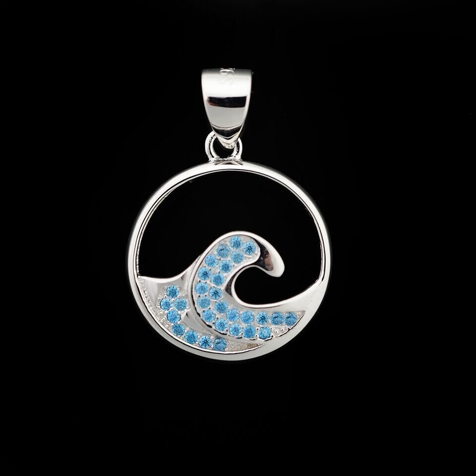 Blue Topaz Wave Pendant