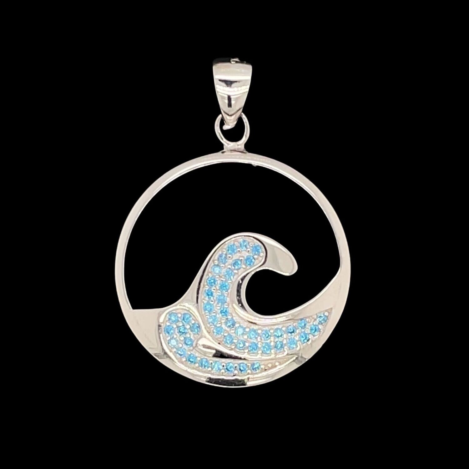 Blue Topaz Wave Pendant