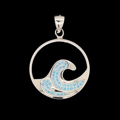 Blue Topaz Wave Pendant
