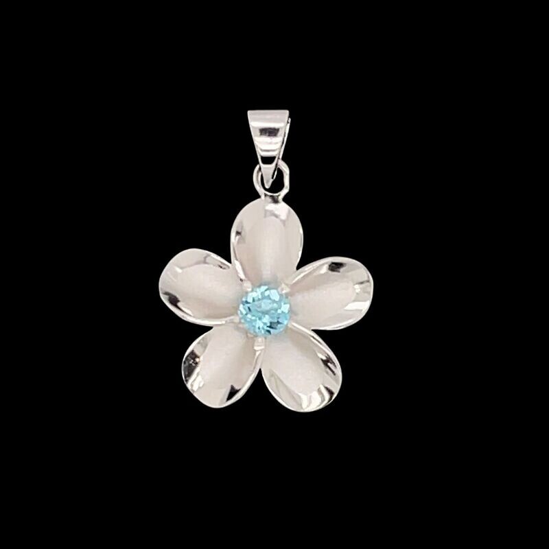 Blue Topaz Flower Pendant