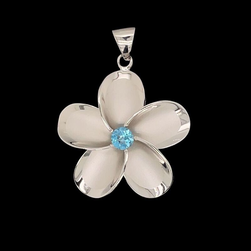Blue Topaz Flower Pendant