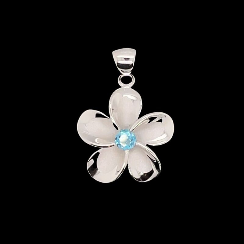 Blue Topaz Flower Pendant