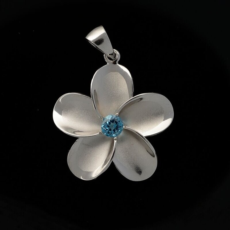 Blue Topaz Flower Pendant