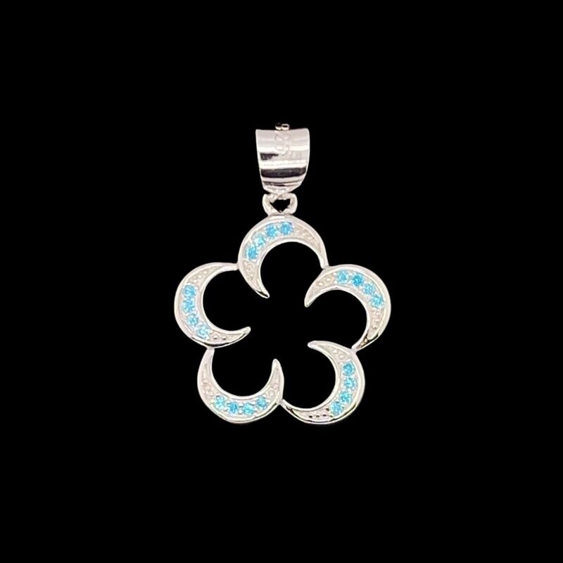 Blue Topaz Flower Pendant