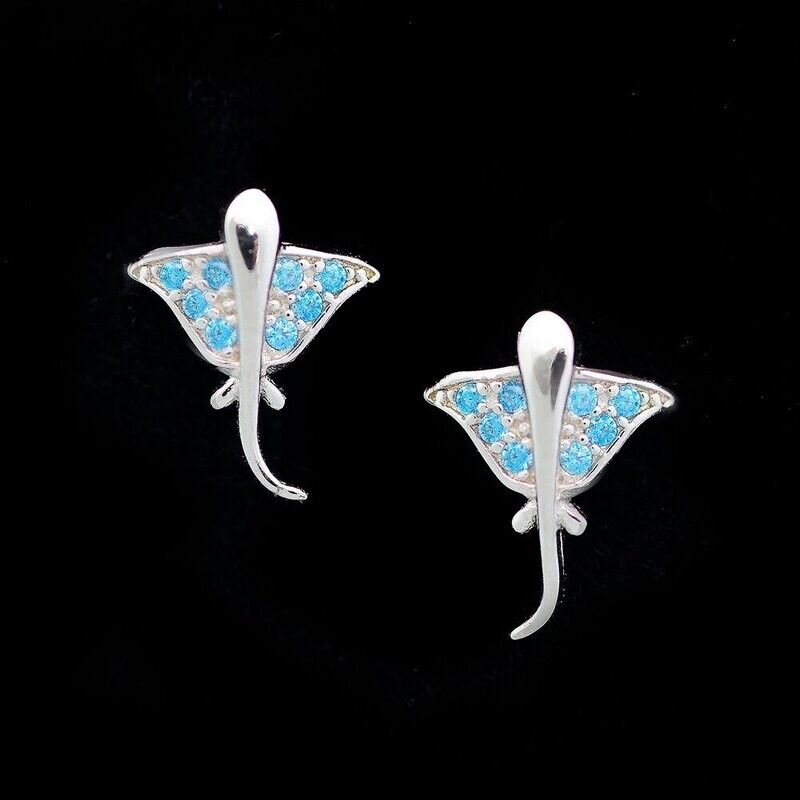 Blue Topaz Manta Ray Earrings