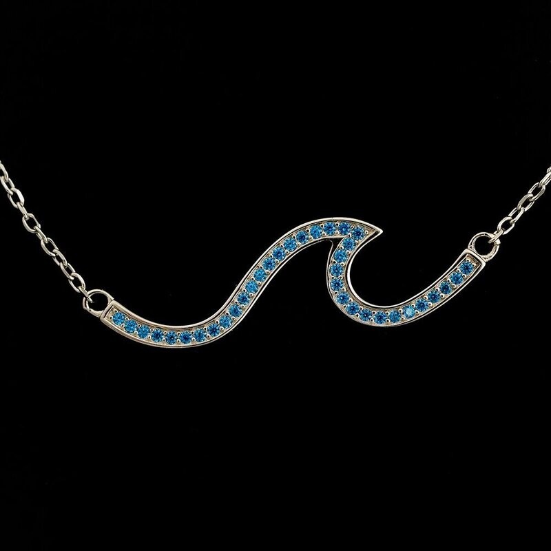 Blue Topaz Wave Necklace