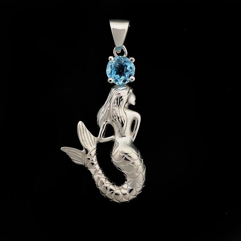 Blue Topaz Mermaid Pendant