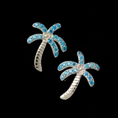 Blue Topaz Palm Tree Earrings