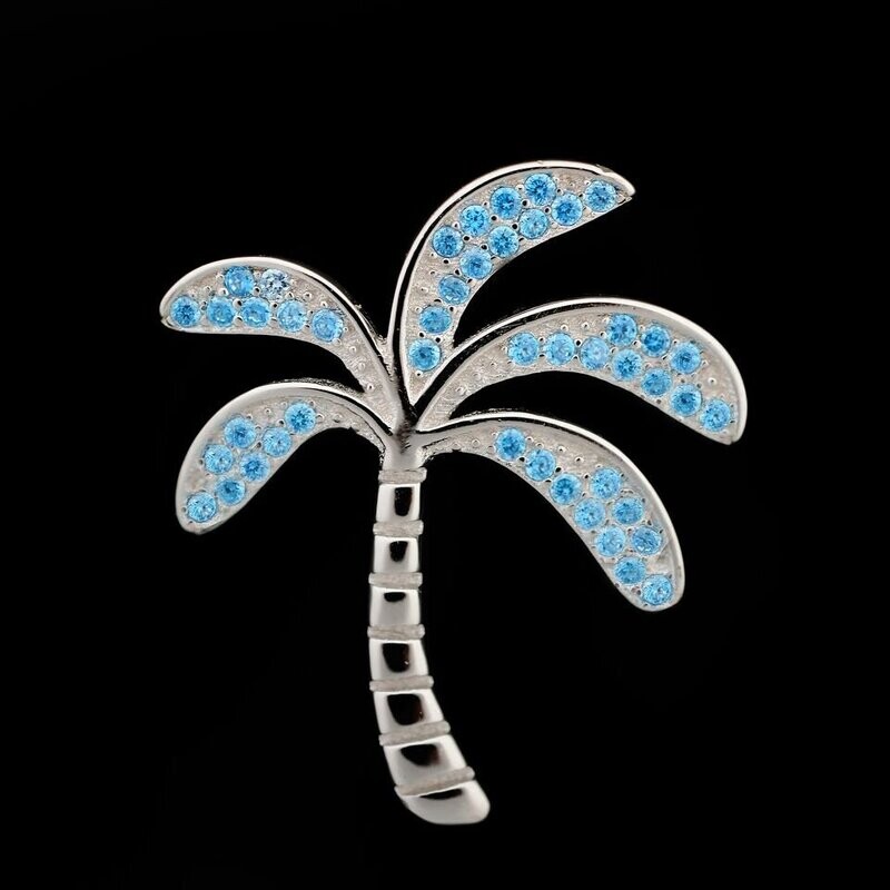 Blue Topaz Palm Tree Pendant