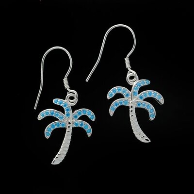 Blue Topaz Palm Tree Earrings