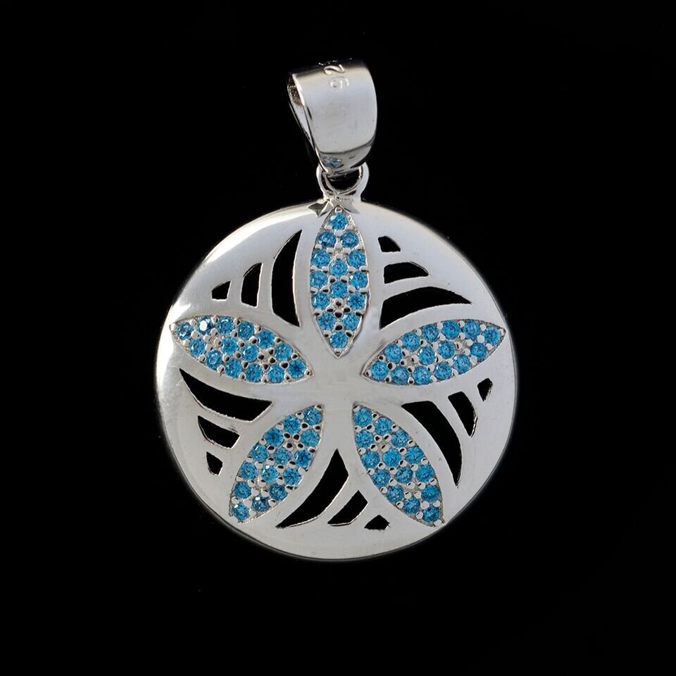 Blue Topaz Sand Dollar Pendant