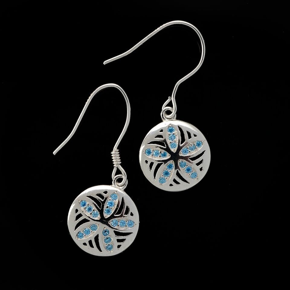 Blue Topaz Sand Dollar Earrings