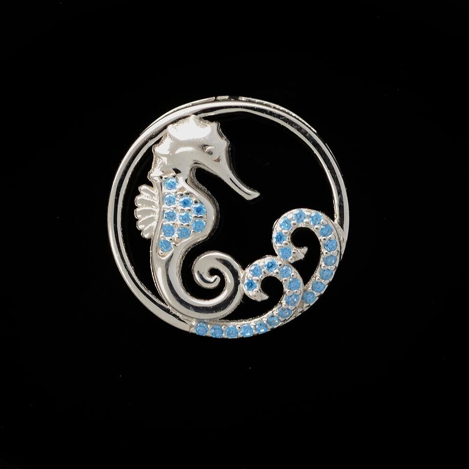 Blue Topaz Seahorse Pendant