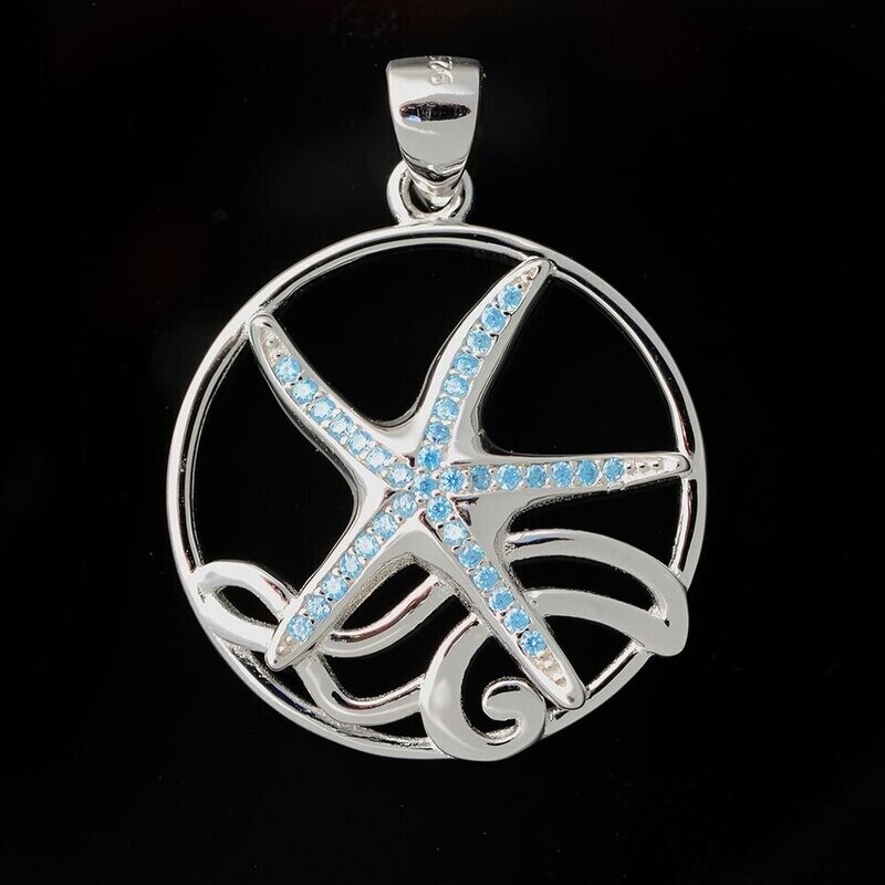 Blue Topaz Starfish Pendant