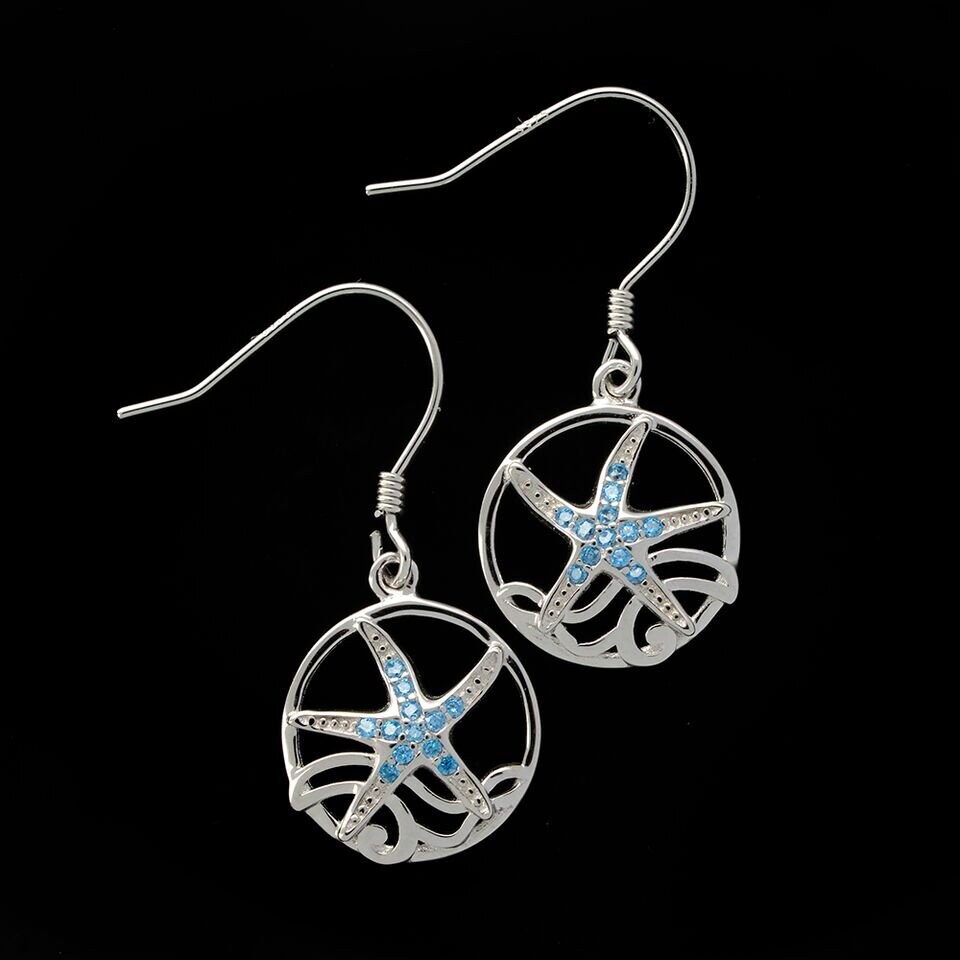 Blue Topaz Starfish Earrings