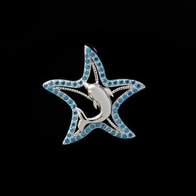 Blue Topaz Starfish with Dolphin Pendant
