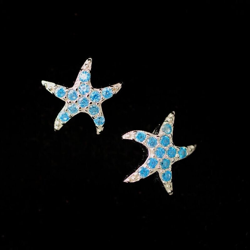 Blue Topaz Starfish Earrings
