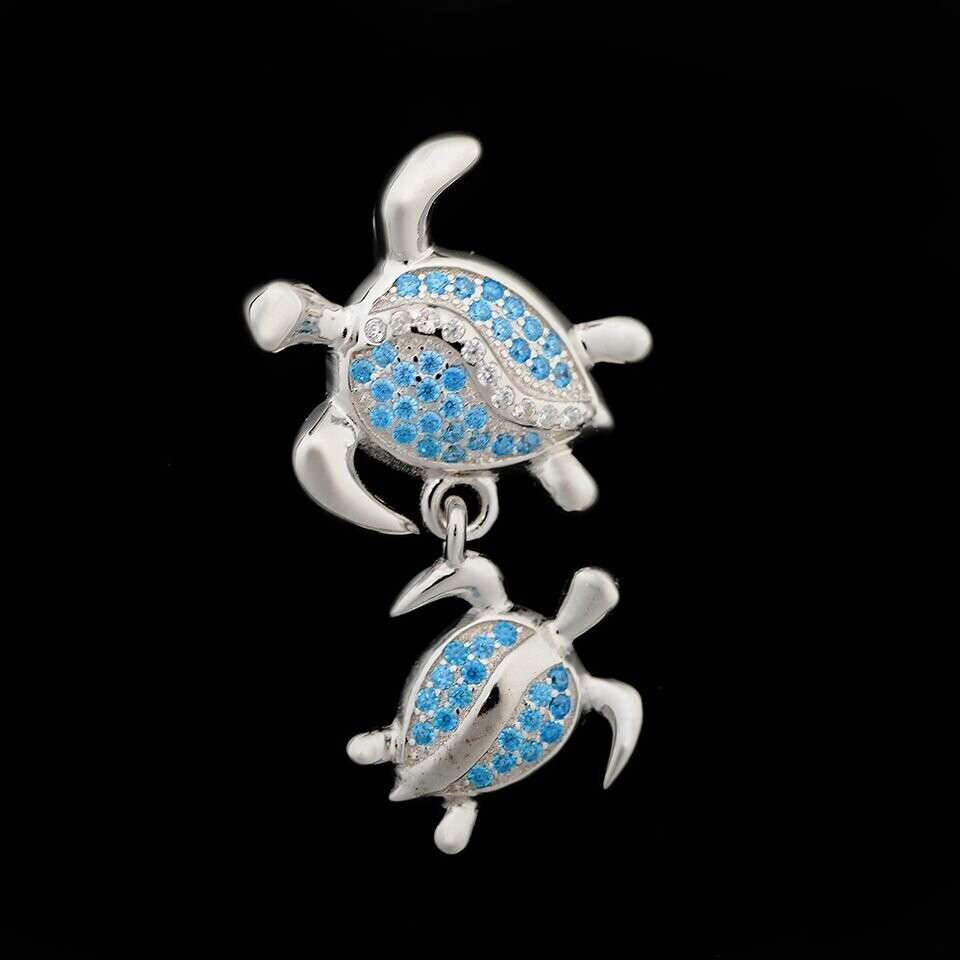 Blue Topaz Turtle Pendant