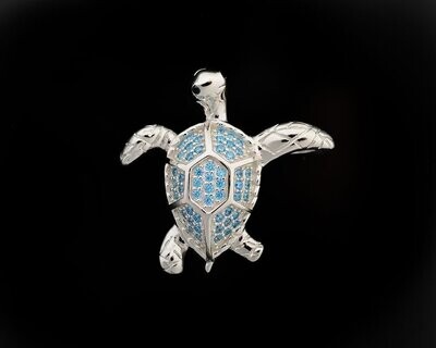 Blue Topaz Turtle Pendant