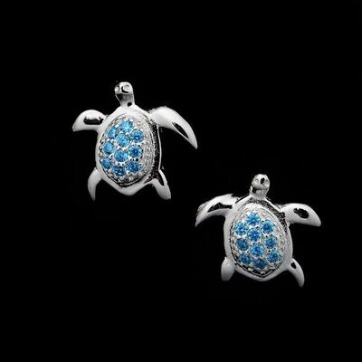 Blue Topaz Turtle Earrings