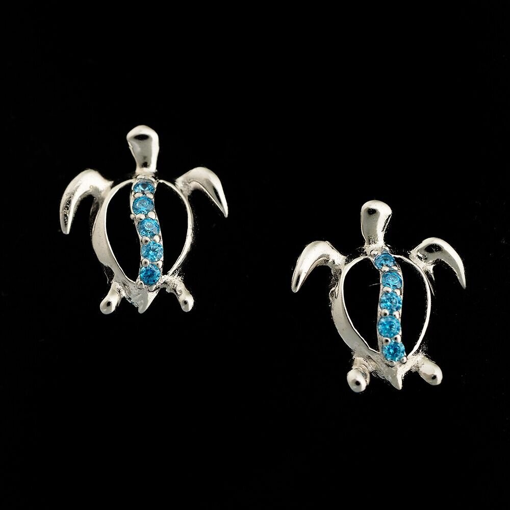 Blue Topaz Turtle Earrings