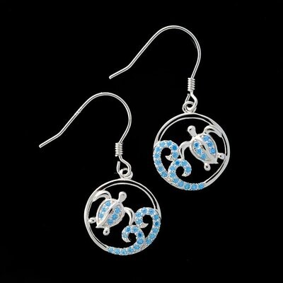 Blue Topaz Turtle Earrings