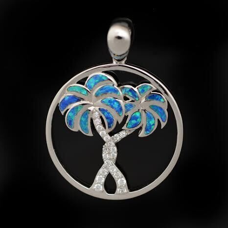 Opal Palm Tree Pendant
