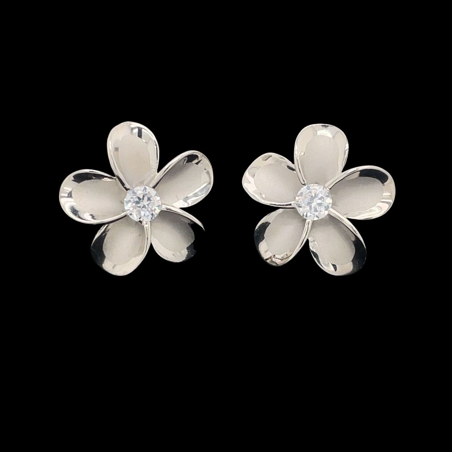 Sterling Silver & Cubic Zirconia Flower Earrings