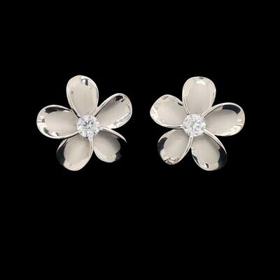 Sterling Silver & Cubic Zirconia Flower Earrings