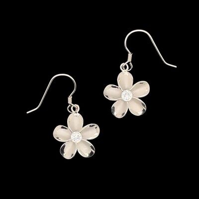 Sterling Silver & Cubic Zirconia Flower Earrings