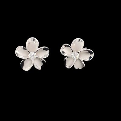 Sterling Silver & Cubic Zirconia Flower Earrings