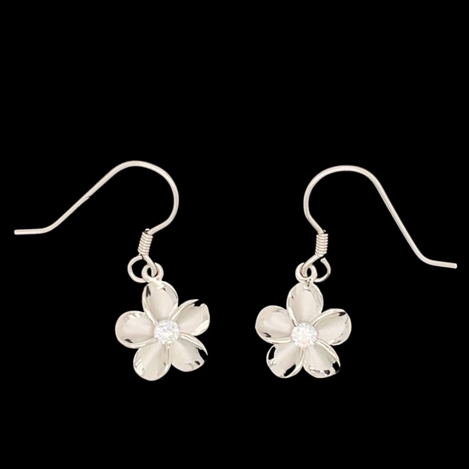 Sterling Silver & Cubic Zirconia Flower Earrings