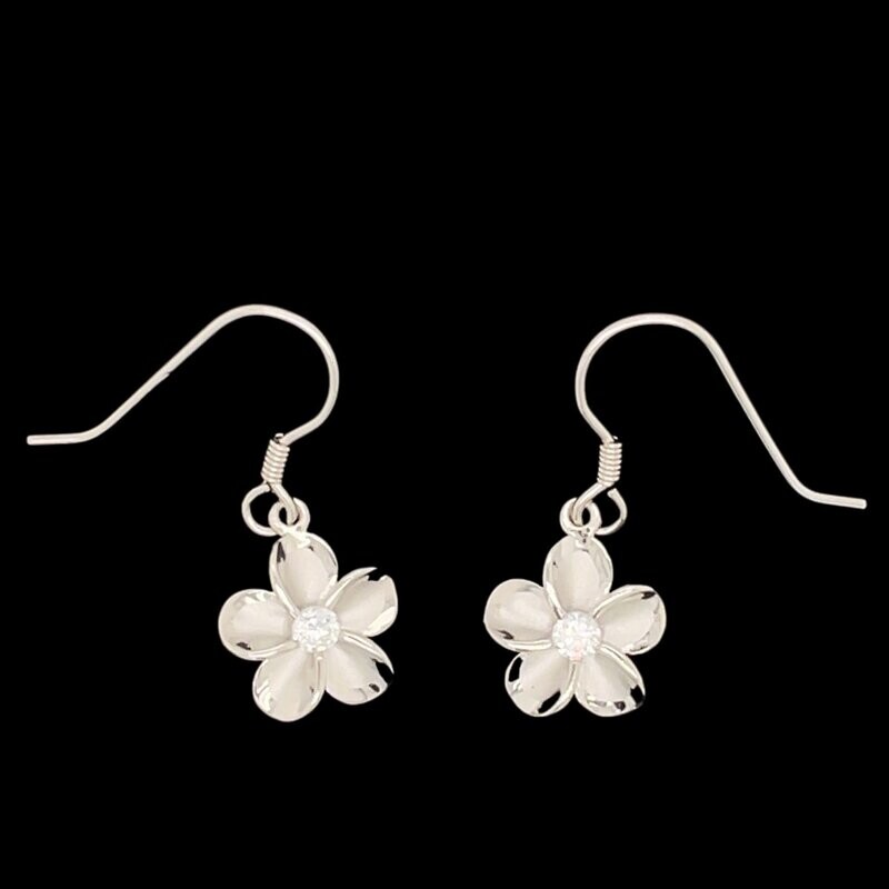 Sterling Silver & Cubic Zirconia Flower Earrings