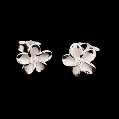 Sterling Silver & Cubic Zirconia Flower Earrings